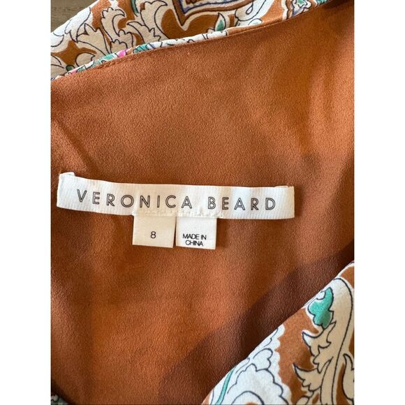 Veronica Beard Lozano Dress Silk Ruched Paisley Floral Mini Long Sleeve Ruffle 8 - Picture 9 of 10